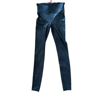 Black Faux Leather High-Waist Leggings medium spanx